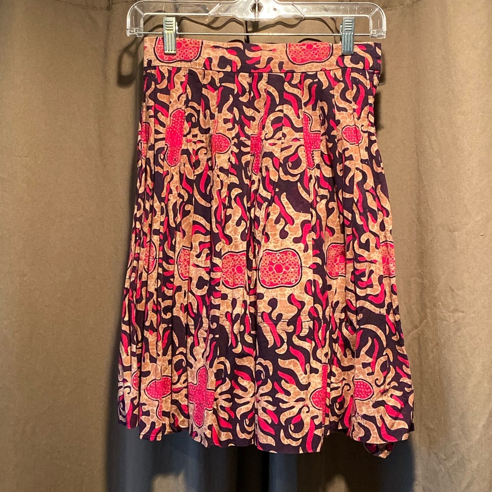 Vintage Pink & Purple Pattern Pleated Skirt